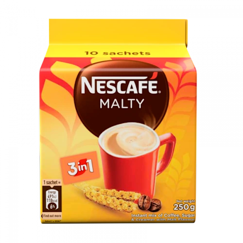 Nestle Nescafe 3in1 Malty Coffee - 250g X 10 Sachets